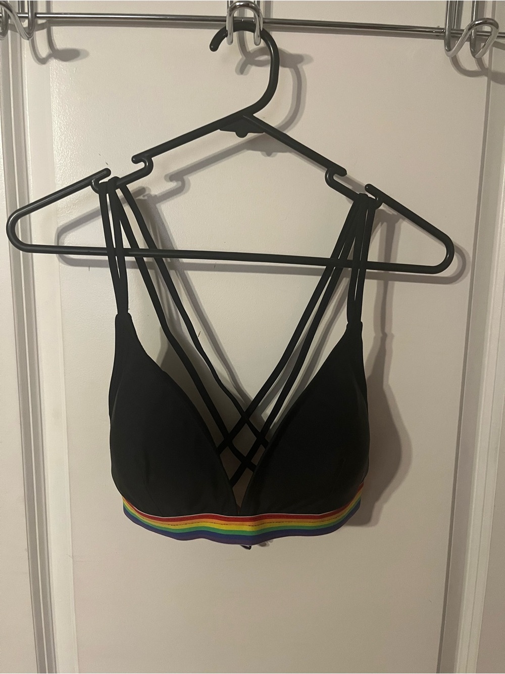 Hot Topic Black Bikini Top with Rainbow Trim
